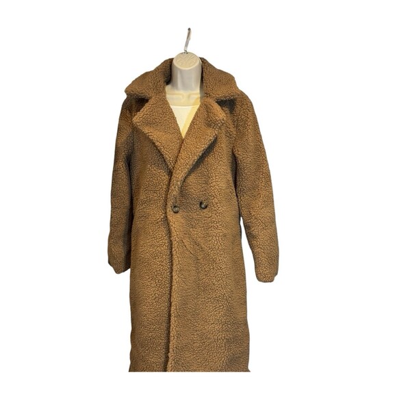 Parisian Teddy Coat Faux Shearling Mocha Longline US 8 (UK 12) NWT - Picture 1 of 11
